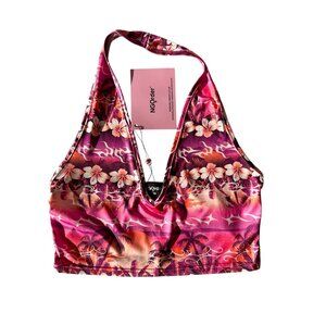 Dolls Kill NGOrder NWT Coconut Girl Summer Hibiscus Tropical Print Crop Top